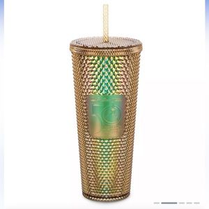 Walt Disney World 50th Anniversary Geometric Starbucks studded Tumbler Gold 24oz